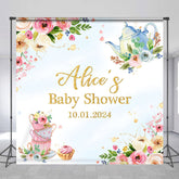 Lofaris Personalized Teapot Floral Baby Shower Backdrop